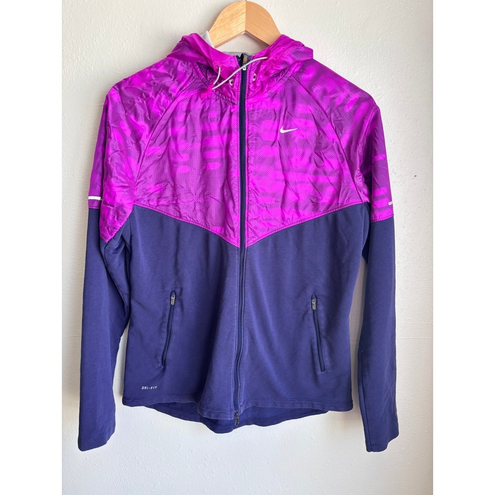 Nike Dri-FIT Womens Windrunner Hybrid Running Jacket Purple‎ Navy Blue Large